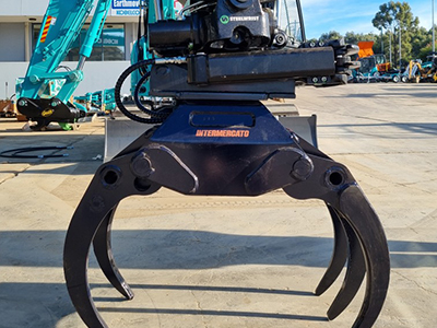 360 degree rotating hydraulic excavator grapple